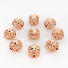 Load image into Gallery viewer, Solid Gold Handmade Milgrain Floral Round Spacer Gold Bead Finding 6.50mm