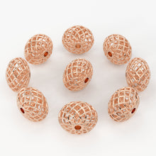 Load image into Gallery viewer, Solid Gold Handmade Oval Caged Spacer Gold Bead Finding 8mm