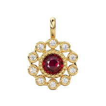 Load image into Gallery viewer, 14k 18k Solid Gold Brilliant Round Ruby &amp; Genuine Diamond Solid Gold Charm Pendant / Ruby Pendant / Ruby Charm St Patricks Day