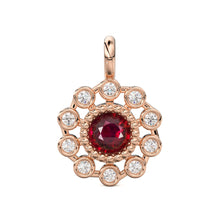 Load image into Gallery viewer, 14k 18k Solid Gold Brilliant Round Ruby &amp; Genuine Diamond Solid Gold Charm Pendant / Ruby Pendant / Ruby Charm St Patricks Day