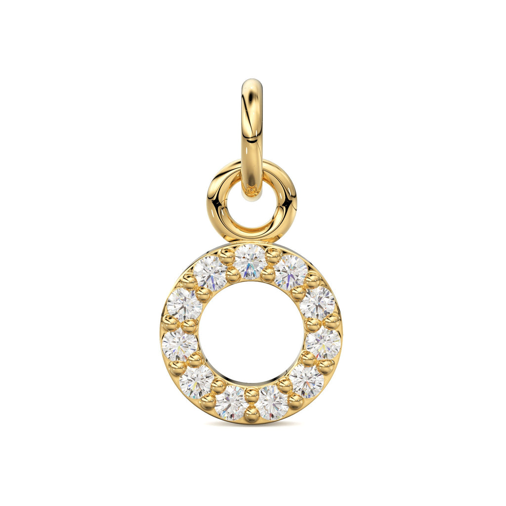 14k Solid Gold Diamond Round Charm / Petite Dainty Brilliant Diamond Charm / Diamond Pendant / Sale St Patricks Day
