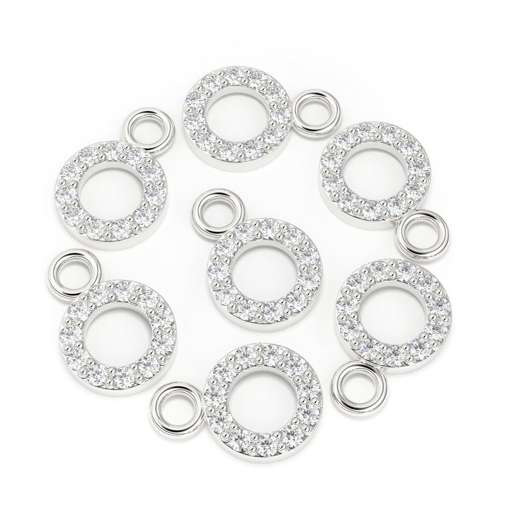 14k Solid Gold Diamond Round Charm / Petite Dainty Brilliant Diamond Charm / Diamond Pendant / Sale St Patricks Day