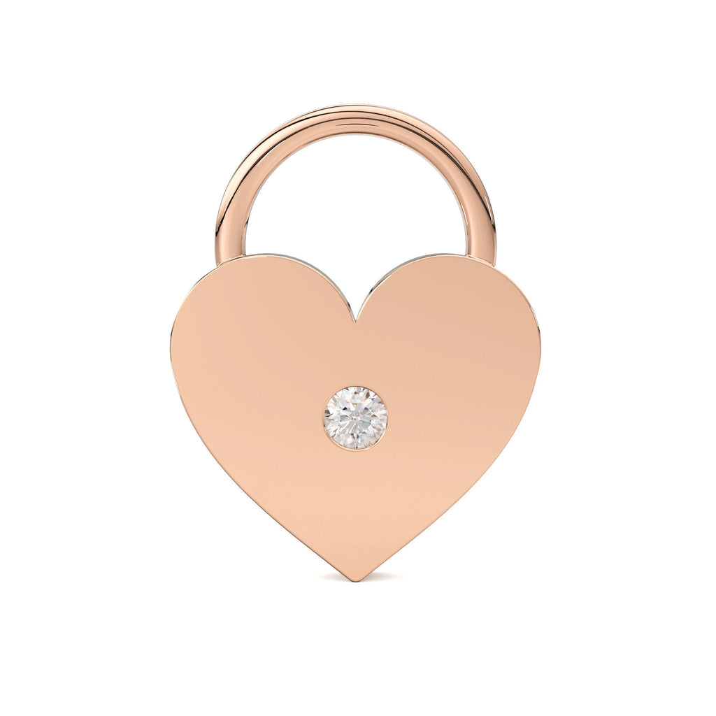 Heart Diamond Charm / 14k 18k Solid Gold Charm / Heart Charm / Moon Pendant / Gold Jewelry Supplies / Diamond Charm Finding / Sale