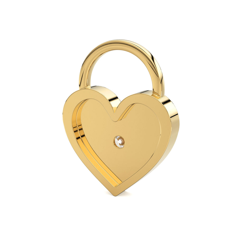 Heart Diamond Charm / 14k 18k Solid Gold Charm / Heart Charm / Moon Pendant / Gold Jewelry Supplies / Diamond Charm Finding / Sale