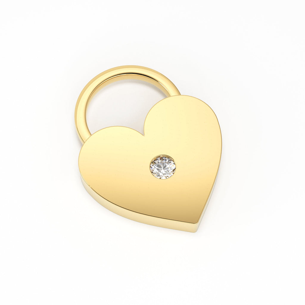 Heart Diamond Charm / 14k 18k Solid Gold Charm / Heart Charm / Moon Pendant / Gold Jewelry Supplies / Diamond Charm Finding / Sale