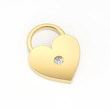 Load image into Gallery viewer, Heart Diamond Charm / 14k 18k Solid Gold Charm / Heart Charm / Moon Pendant / Gold Jewelry Supplies / Diamond Charm Finding / Sale