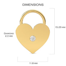 Load image into Gallery viewer, Heart Diamond Charm / 14k 18k Solid Gold Charm / Heart Charm / Moon Pendant / Gold Jewelry Supplies / Diamond Charm Finding / Sale