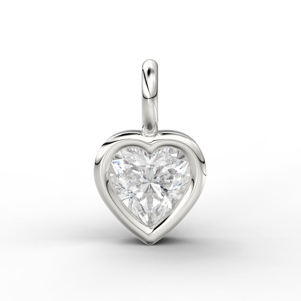 Heart Diamond Charm Pendant / 14k 18k Solid Gold Pendant / Heart Diamond Pendant / Christmas Sale