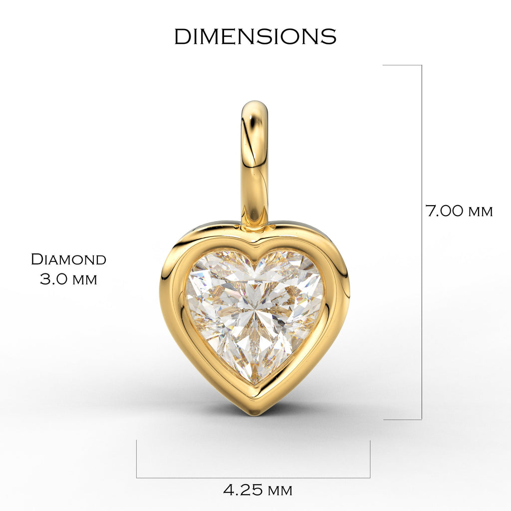 Heart Diamond Charm Pendant / 14k 18k Solid Gold Pendant / Heart Diamond Pendant / Christmas Sale