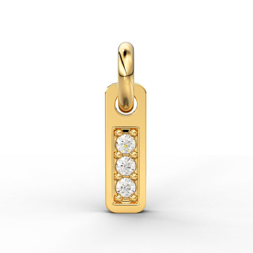 3 Stone Diamond Bar Charm Pendant / 14k 18k Solid Gold Pendant / Diamond Pendant / Trio Diamond Charm / Sale St Patricks Day