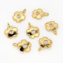 Load image into Gallery viewer, Clove Leaf Milgrain Charm / 14k 18k Solid Gold Charm / Diamond Charm Supply / Solitaire Diamond Charm / Sale