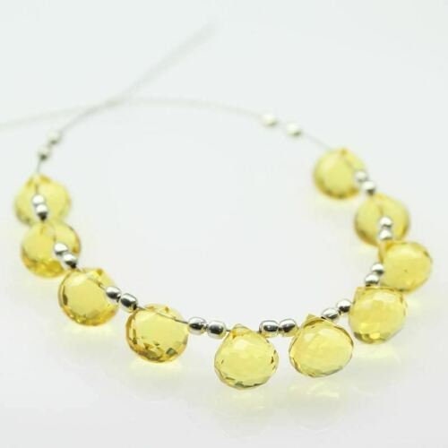 Yellow Lemon Quartz Micro Faceted Onion Briolette Loose Gemstone Beads 24pc 8mm