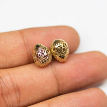 Load image into Gallery viewer, 18k Solid Gold Handmade Designer Easter Egg Spacer Bead Finding 11mm 12mm 13mm St Patricks Day