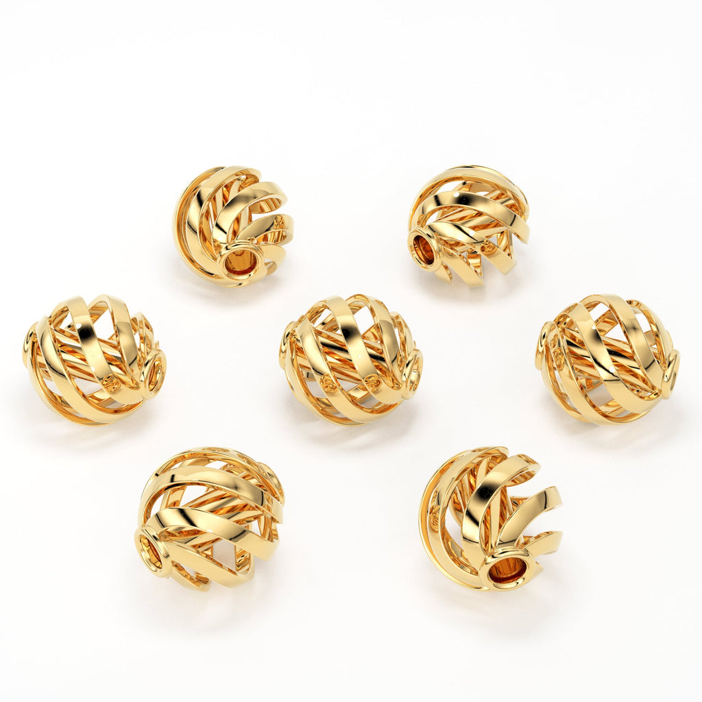 Twisted Spiral Solid Gold 14k 18k Designer Handmade Gold Spacer Bead Jewelry Making Supply 5.40mm