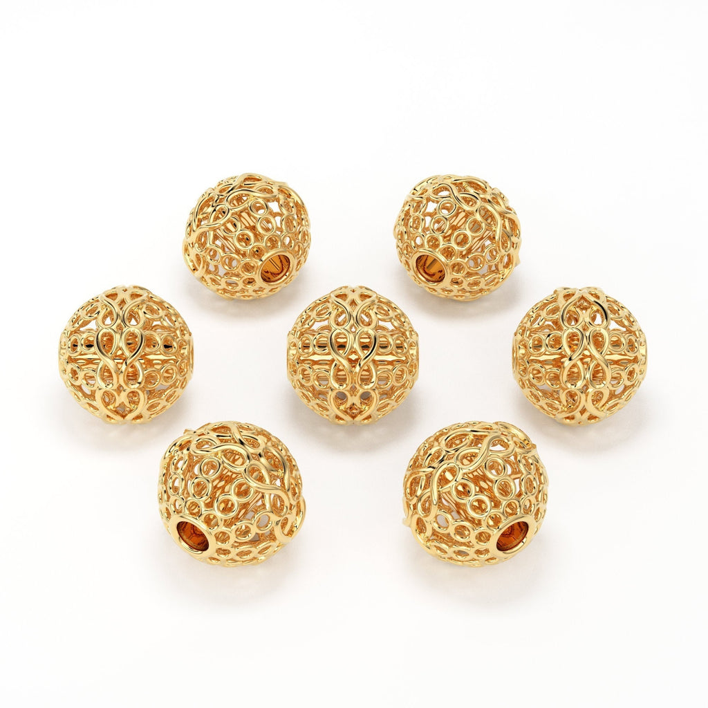 2 pieces Designer Round Solid Gold 14k 18k Solid GoldHandmade Gold Spacer Bead Jewelry Making Supply 4.50mm - Jalvi & Co. 