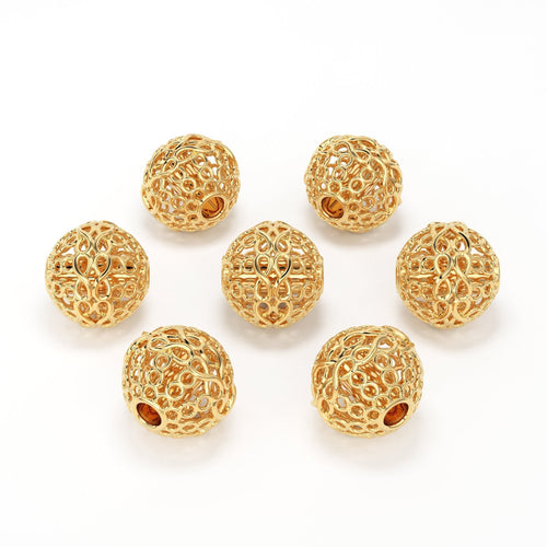 2 pieces Designer Round Solid Gold 14k 18k Solid GoldHandmade Gold Spacer Bead Jewelry Making Supply 4.50mm - Jalvi & Co. 