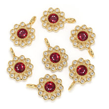 Load image into Gallery viewer, 14k 18k Solid Gold Brilliant Round Ruby &amp; Genuine Diamond Solid Gold Charm Pendant / Ruby Pendant / Ruby Charm St Patricks Day