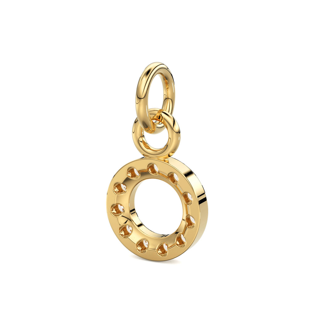 14k Solid Gold Diamond Round Charm / Petite Dainty Brilliant Diamond Charm / Diamond Pendant / Sale St Patricks Day