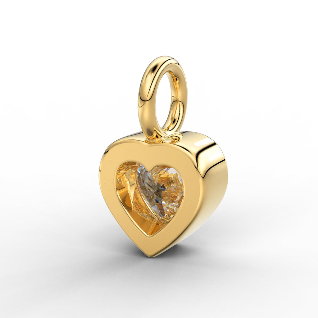 Heart Diamond Charm Pendant / 14k 18k Solid Gold Pendant / Heart Diamond Pendant / Christmas Sale