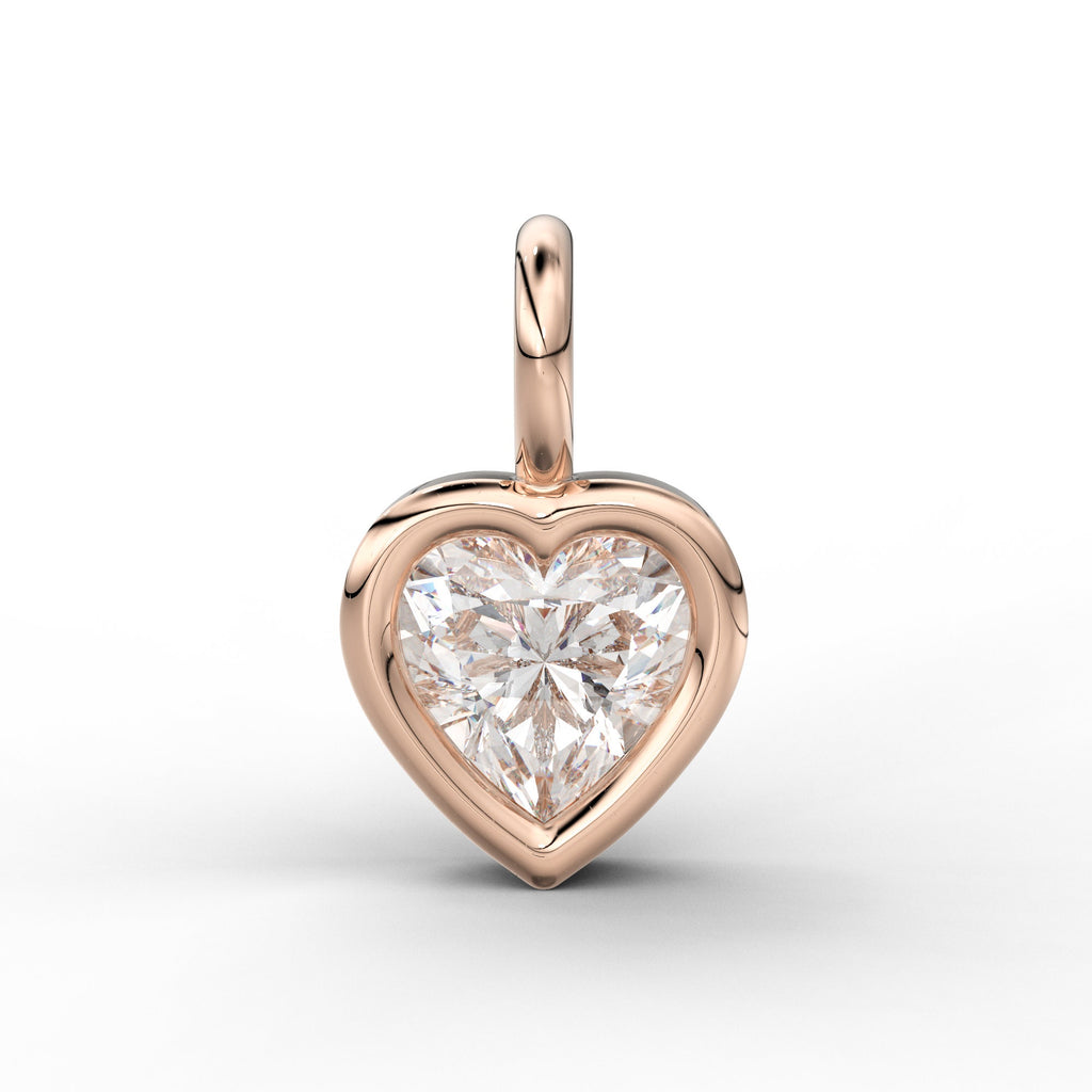 Heart Diamond Charm Pendant / 14k 18k Solid Gold Pendant / Heart Diamond Pendant / Christmas Sale