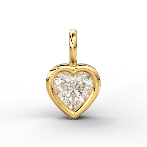 Heart Diamond Charm Pendant / 14k 18k Solid Gold Pendant / Heart Diamond Pendant / Christmas Sale - Jalvi & Co. 
