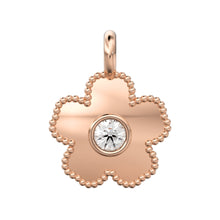 Load image into Gallery viewer, Clove Leaf Milgrain Charm / 14k 18k Solid Gold Charm / Diamond Charm Supply / Solitaire Diamond Charm / Sale