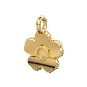 Clove Leaf Milgrain Charm / 14k 18k Solid Gold Charm / Diamond Charm Supply / Solitaire Diamond Charm / Sale