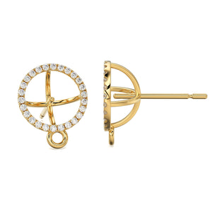 Brilliant Round Diamond Ear Post for 8mm beads / 14k 18k Solid Gold Ear Post / Diamond Earpost / Diamond Earrings / Sale