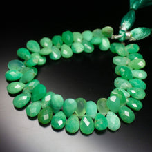 Load image into Gallery viewer, 12mm Apple Green Chrysoprase Faceted Pear Shape Briolettes Beads 12mm Match Pairs