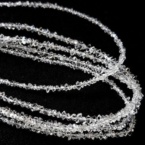 2 Strands 15 inches, 3-4mm, Clear White Herkimer Diamond Quartz Nuggets Beads Strand, Center Drilled