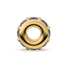 Load image into Gallery viewer, 18k Solid Yellow Gold 5mm Purple Amethyst Eternity Rondelle Wheel Bead St Patricks Day