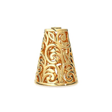 Load image into Gallery viewer, Floral Designer Cone Solid Gold 14k 18k Handmade Gold Spacer Bead Jewelry Making Supply available in 12.80mm