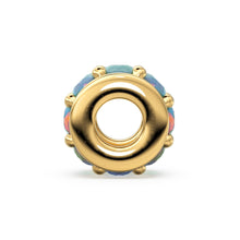 Load image into Gallery viewer, 18k Solid Yellow Gold 3.8mm Ethiopian Opal Eternity Rondelle Wheel Bead