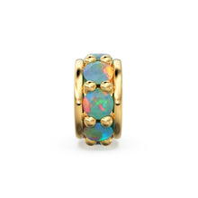 Load image into Gallery viewer, 18k Solid Yellow Gold 3.8mm Ethiopian Opal Eternity Rondelle Wheel Bead