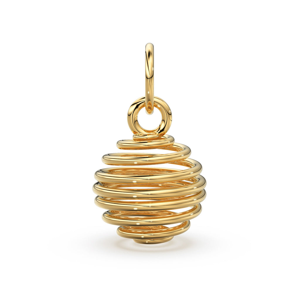 14k 18k Solid Gold Spiral Round Charm Pendant / Gold Pendant / Spiral Pendant 14x11mm