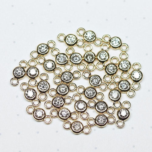 14k Solid Gold / Real Diamond / Charm Pendant / Bezel / Jewelry Finding / Diamond Connector / Diamond Charm - Jalvi & Co. 