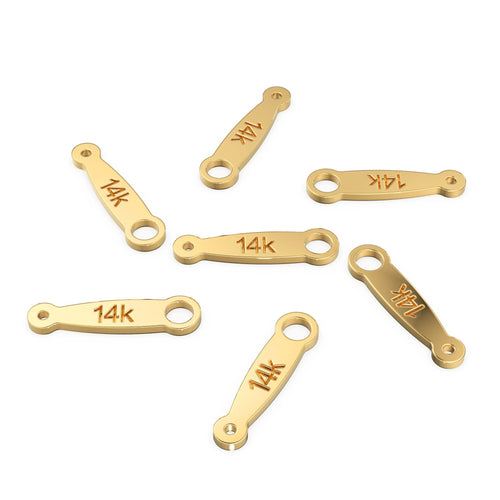 5 Pcs 8x2mm Solid Gold Quality 14K Thin Tags / Solid Gold Finding / Jewelry Making Essential