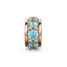 Load image into Gallery viewer, 18k Solid Yellow Gold 5mm Aquamarine Eternity Rondelle Wheel Bead St Patricks Day