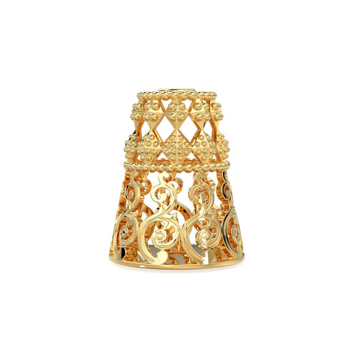 Designer Cone Solid Gold 14k 18k Handmade Gold Spacer Bead Jewelry Making Supply available in 12.68mm