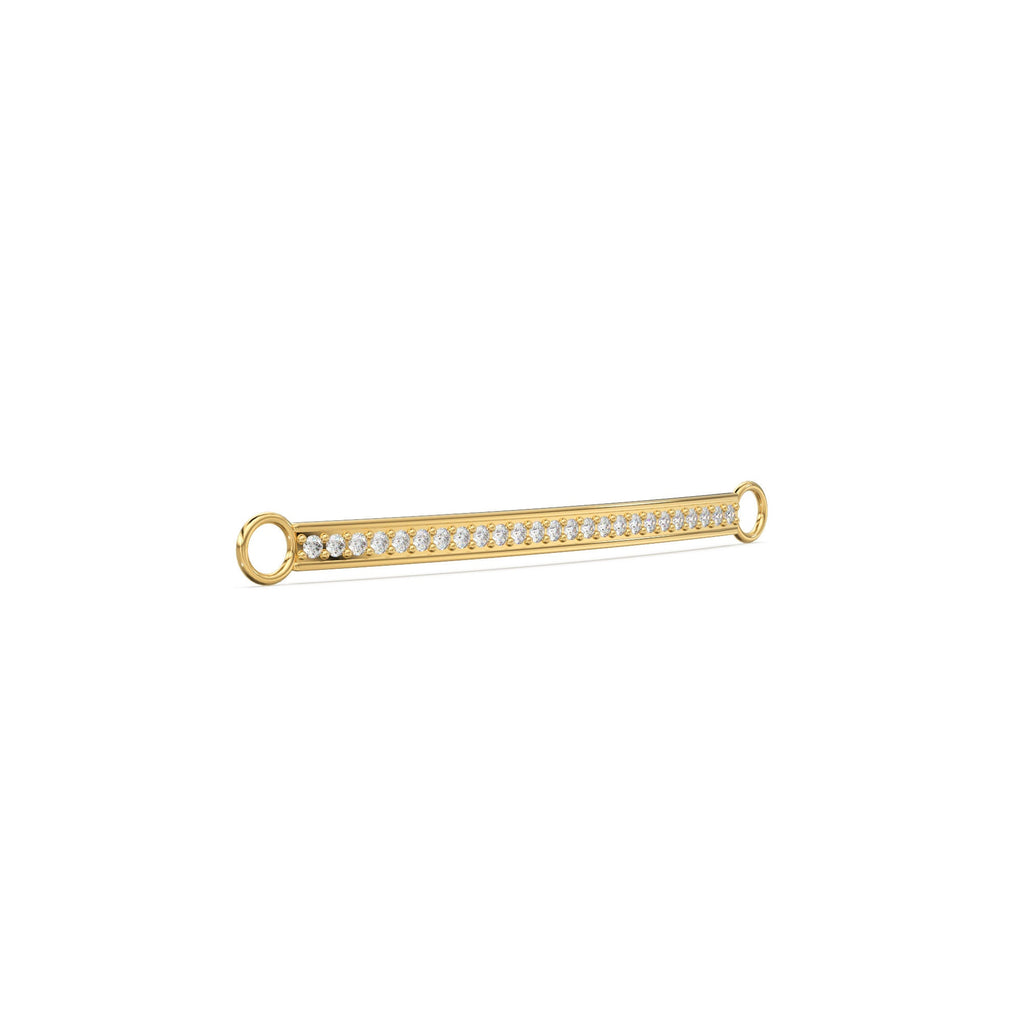 Diamond Pave Setting Bar 14k 18k Solid Gold Spacer Finding, Diamond Finding, Solid Gold Finding 52x3.2mm