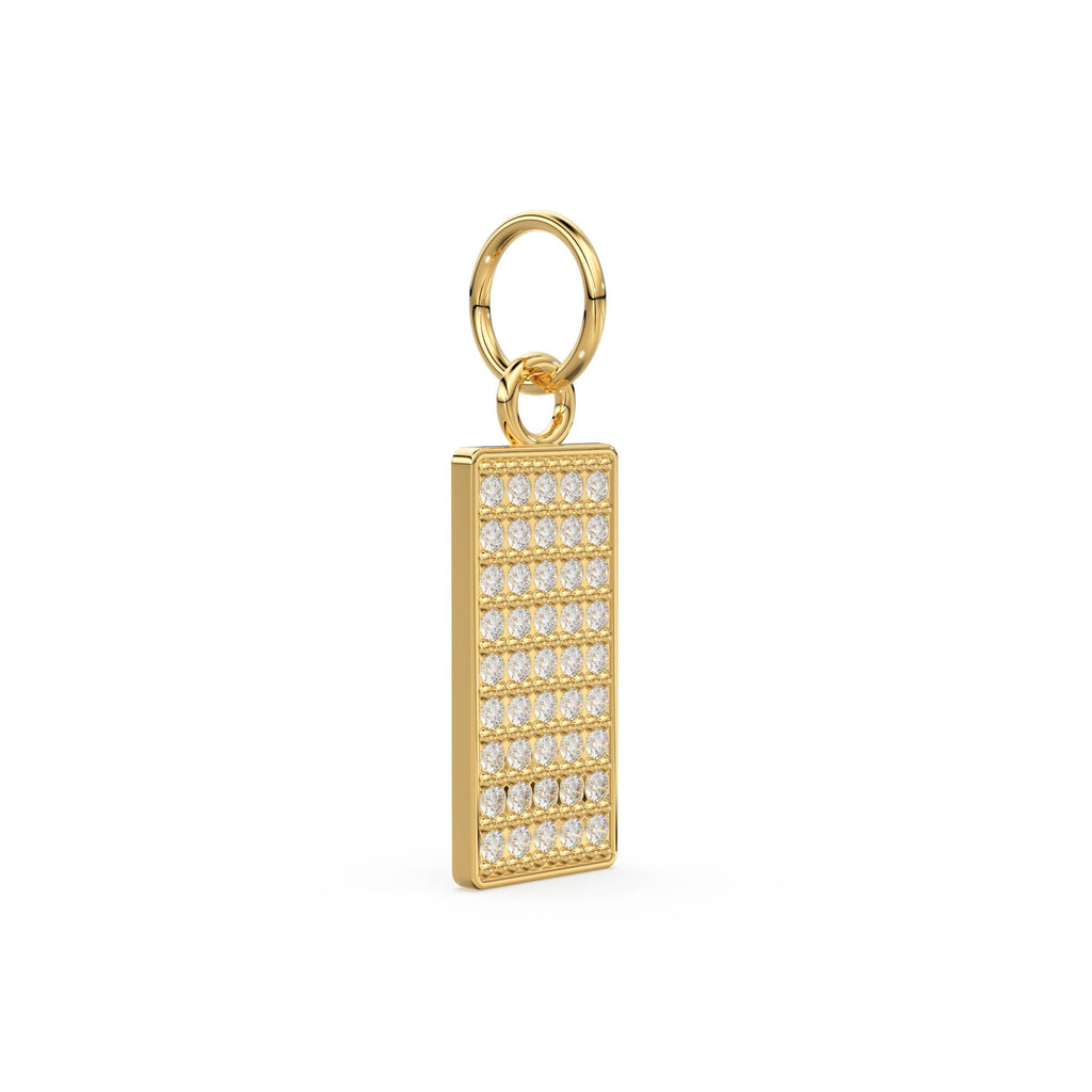 Rectangular Diamond 14k Solid Gold Charm Pendant, Diamond Pendant, Diamond Charm, Solid Gold Finding 19x7mm