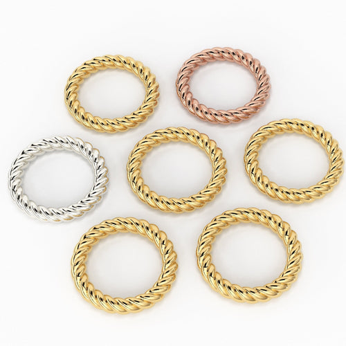 5mm inner dia Twisted Rope Design 14k 18k Solid Gold Jump Ring Bail / Gold Finding / Jewelry Making Supply / Essential Supply