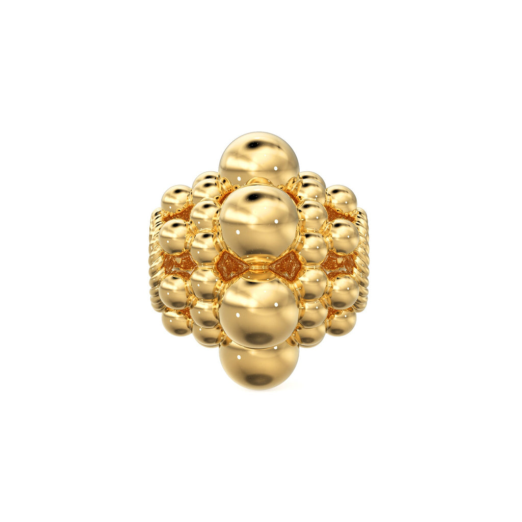 7.50mm Designer Round Sphere Design Solid Yellow Gold Spacer Beads