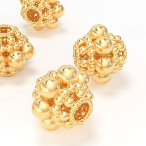 7.50mm Designer Round Sphere Design Solid Yellow Gold Spacer Beads - Jalvi & Co. 
