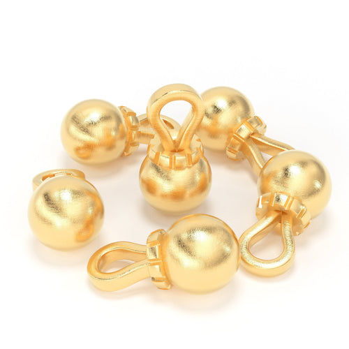 6mm Bauble Solid Yellow Gold Teardrop Charm Finding / Gold Bulb Finding / Solid Gold Drops / Gold Earwire - Jalvi & Co. 