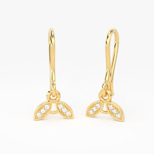 Load image into Gallery viewer, Dual Leaf Diamond 14k 18k Yellow Solid Gold Earrings Finding / Diamond Earrings / Jewelry Making Finding