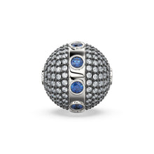 Load image into Gallery viewer, Blue Sapphire &amp; Diamond Pave Setting Solid Gold Spacer Finding Bead, Diamond Spacer, Diamond Pave Finding, Solid Gold Bead 13mm