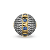 Blue Sapphire & Diamond Pave Setting Solid Gold Spacer Finding Bead, Diamond Spacer, Diamond Pave Finding, Solid Gold Bead 13mm