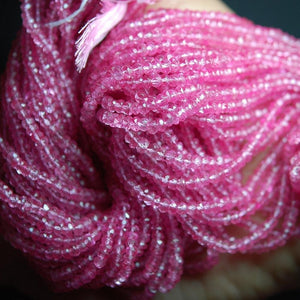 2 Strands Natural Pink Mystic Topaz Faceted Rondelle Gemstone Beads 3.5mm 13inches