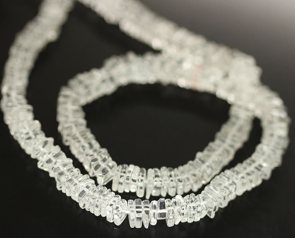 2 Strands Crystal White Quartz Heishi Square Cube Smooth Gemstone Beads 14" 6mm